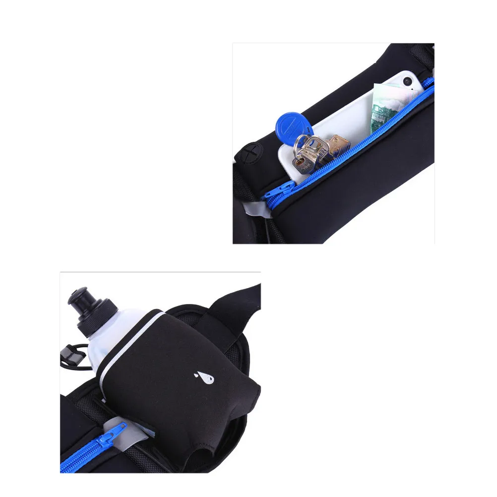Running Bum Bag Waterproof Fanny Pack for Runners Hiking Waist Belt with Phone Holder 4-6 Inch Fit 3 Pockets Elastic Key Straps