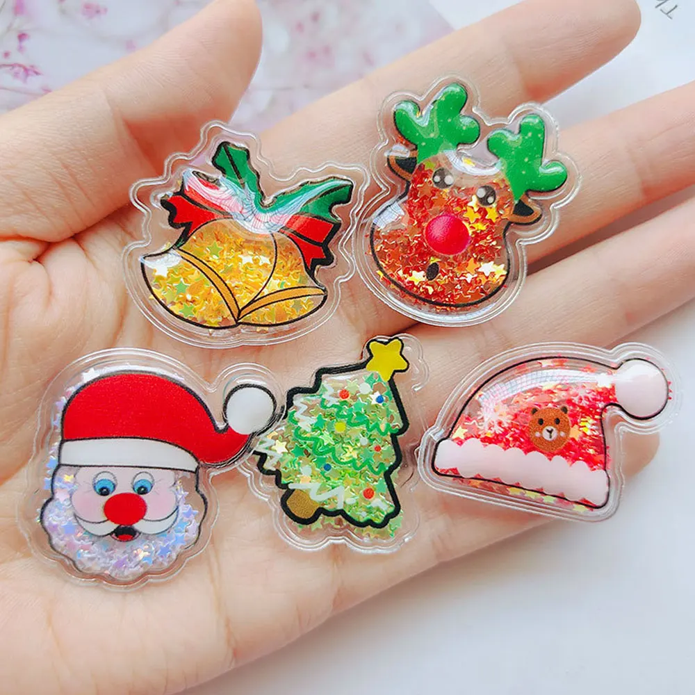 

30Pcs Colorful Glitter PVC Filling Shake Cartoon Christmas Tree Deer Santa Claus DIY Festival Crafts Decor Headwear Accessoires