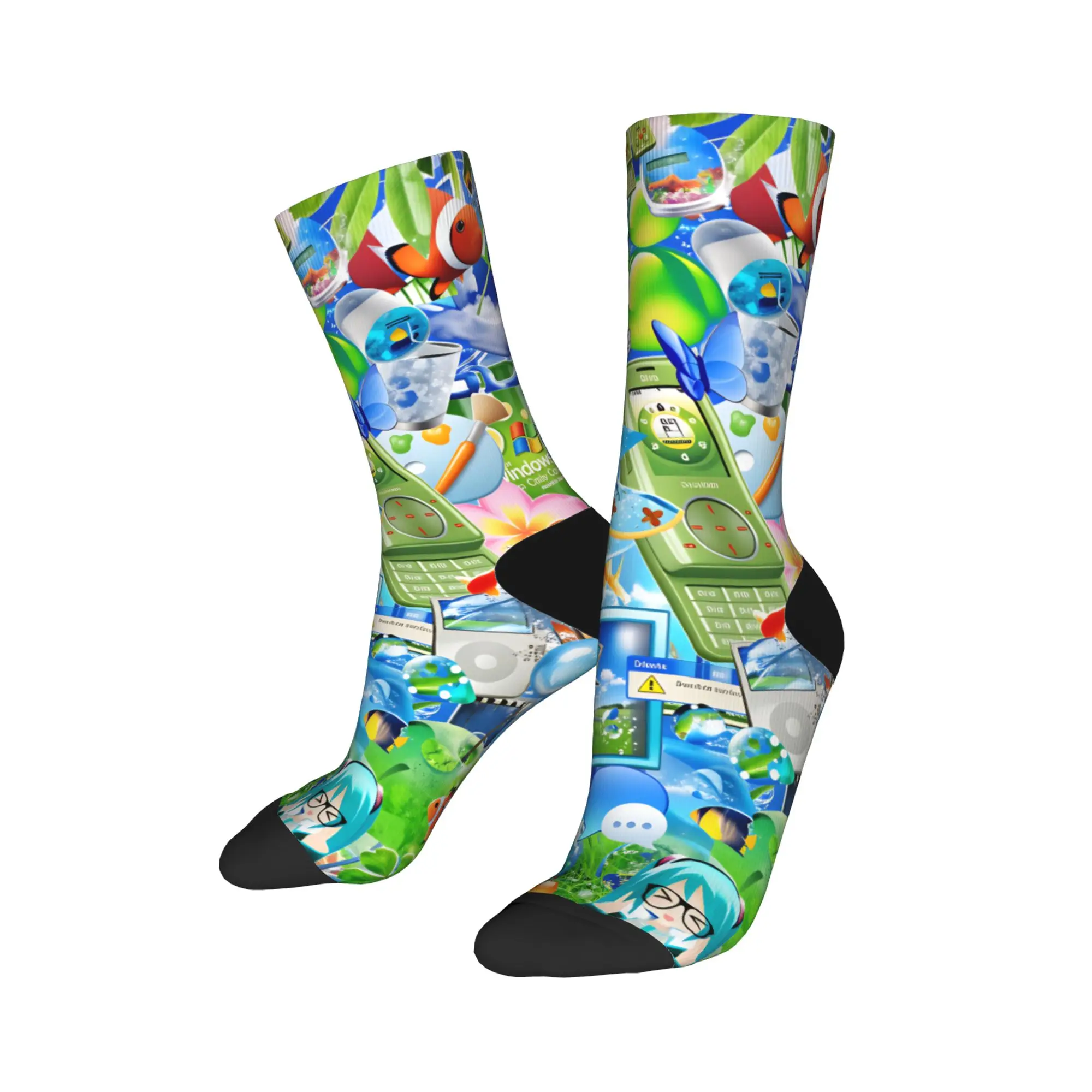 Men Socks Funny Goose Got Too Silly  Stockings Anti Sweat Soft Socks Autumn Kawaii Pattern Outdoor Socks