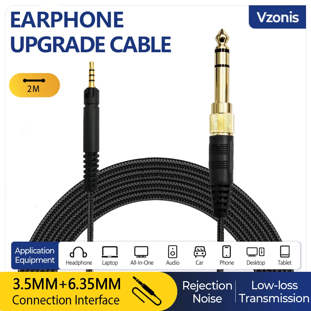 

3.5MM + 6.35MM to 2.5MM Nylon Braided Headset Upgrade Cable Audio Replacement Cable for SENNHEISER HD598 HD599 HD569 HD579 HD518