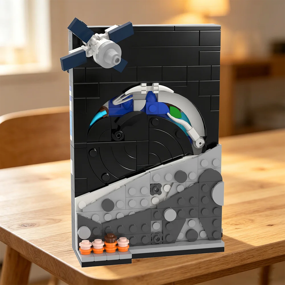 Bloques de Construcción MOC 3D Earthset, Tarjeta Postal, Cohete Espacial de la NASA, Superficie de la Tierra, Modelo de Bloques de Construcción, Juguetes de Ensamblaje para Niños, Regalos de Cumpleaños DIY
