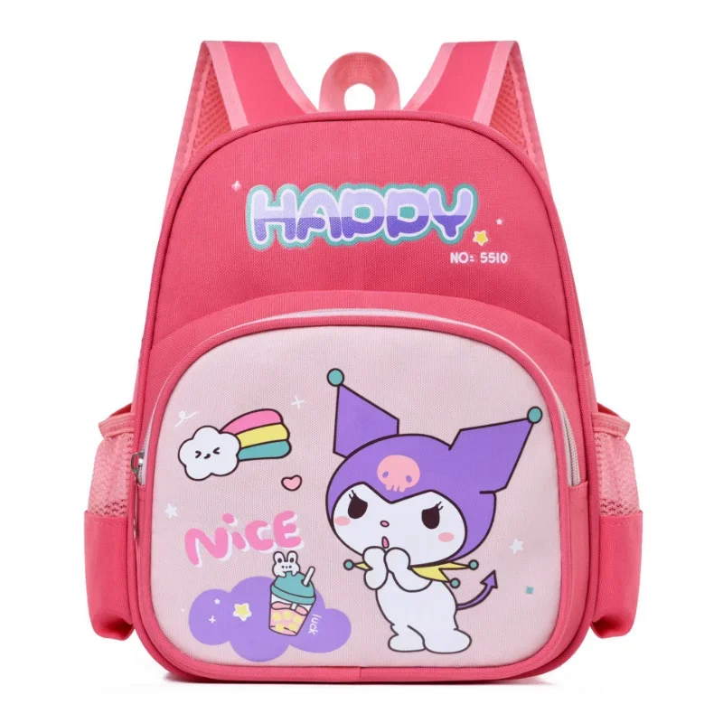 Bolsa de escola fofa e divertida para crianças, mochila de grande capacidade, cor contrastante, impressão doce, Sanrio Kulomi