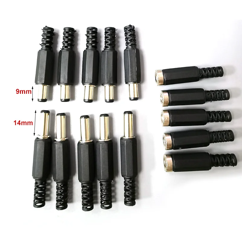 5pcs 10pcs DC female male Power Plug 5.5mm x 2.1mm Male  Female Jack Socket Adapter Connectors Set For DIY Projects Connector