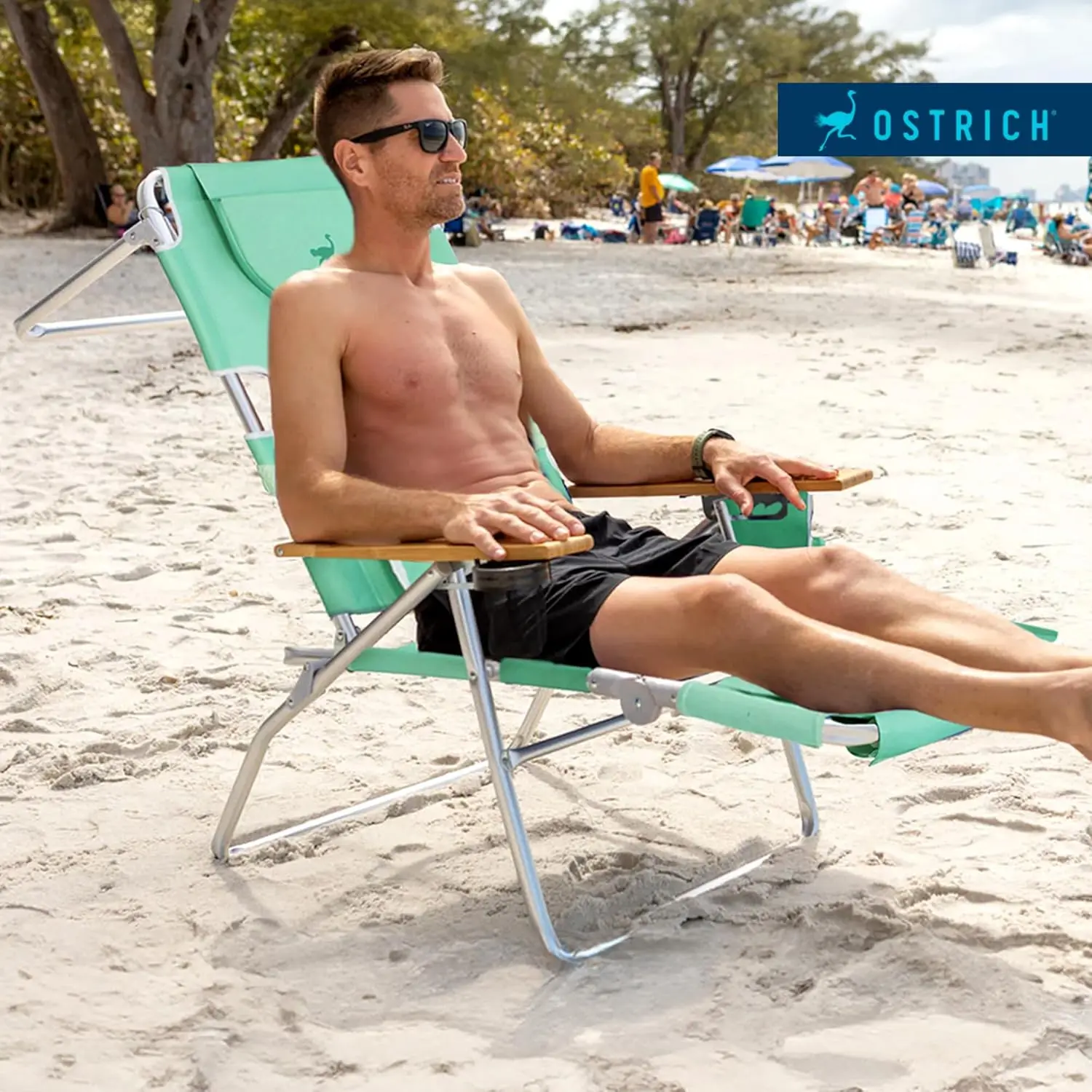 3 in 1 Beach Chair with Face Opening - Portable, Reclining Lounger for Tanning - Face Hole for Reading on Stomach