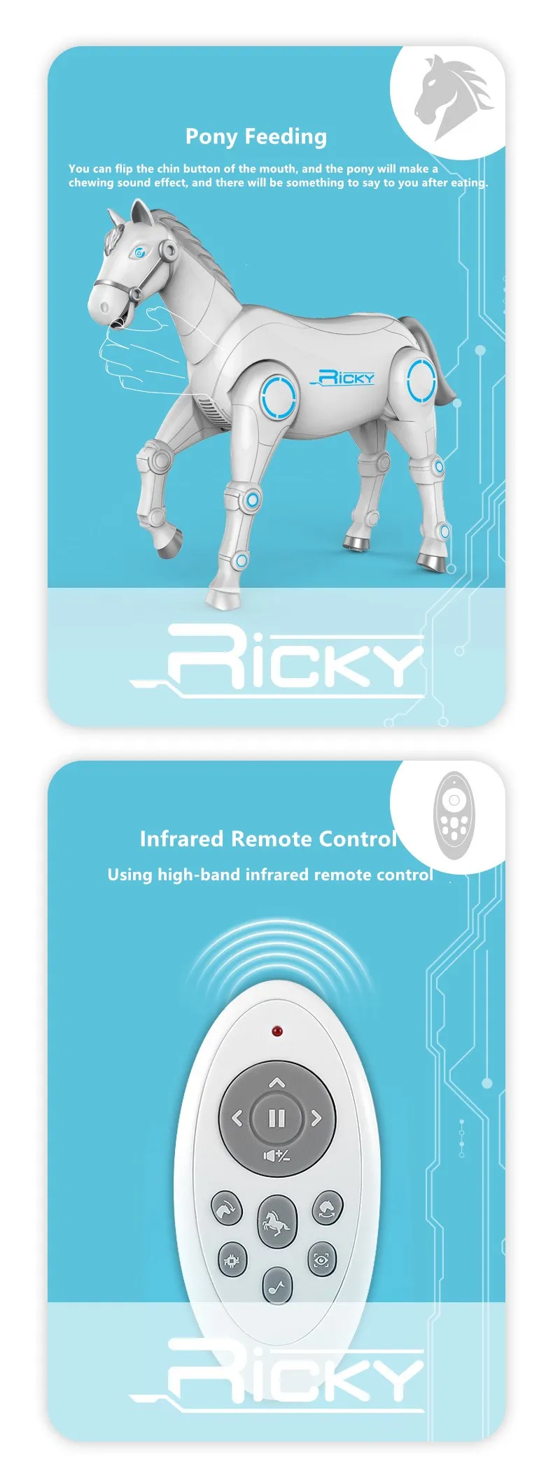 Caballo de alta simulación RC Animal Voice 2,4G Control remoto juguetes de caballos mecánicos inteligentes pueden hablar música canto bailar mascotas