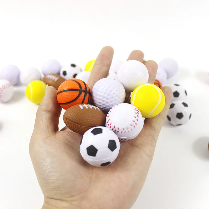 

5PCS Squeeze Ball Stress Relief Toy 4CM Football Basketball Baseball Tennis Soft Squishy Antistress Kid Outdoor Novelty Gag Toys