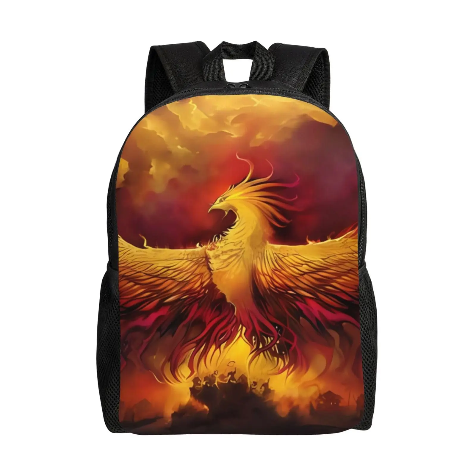 Water and Fire Phoenix Printing School Backpack Popular 16 Inch Bookbag Backpack for Elementary or Middle School Boys and Girls