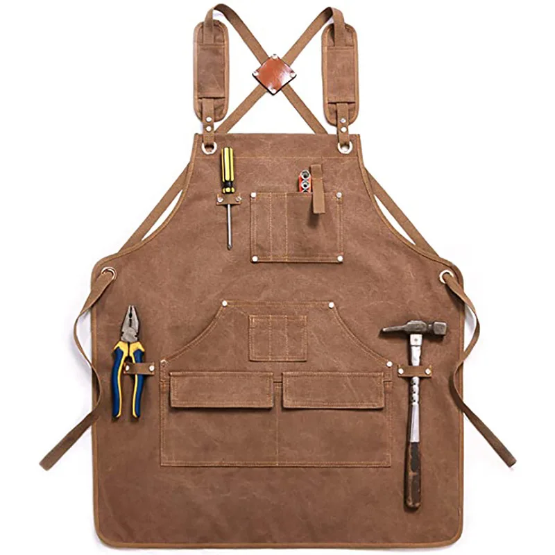 For Thickened Canvas Apron Custom Logo Woodworking Electrician Gardening Overalls Tool Apron