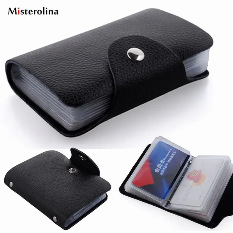 Business Card Holder Anti-theft ID Credit Card Holder Fashion Women's 12/24 Cards Slim PU Leather Pocket Case Coin Purse Wallet