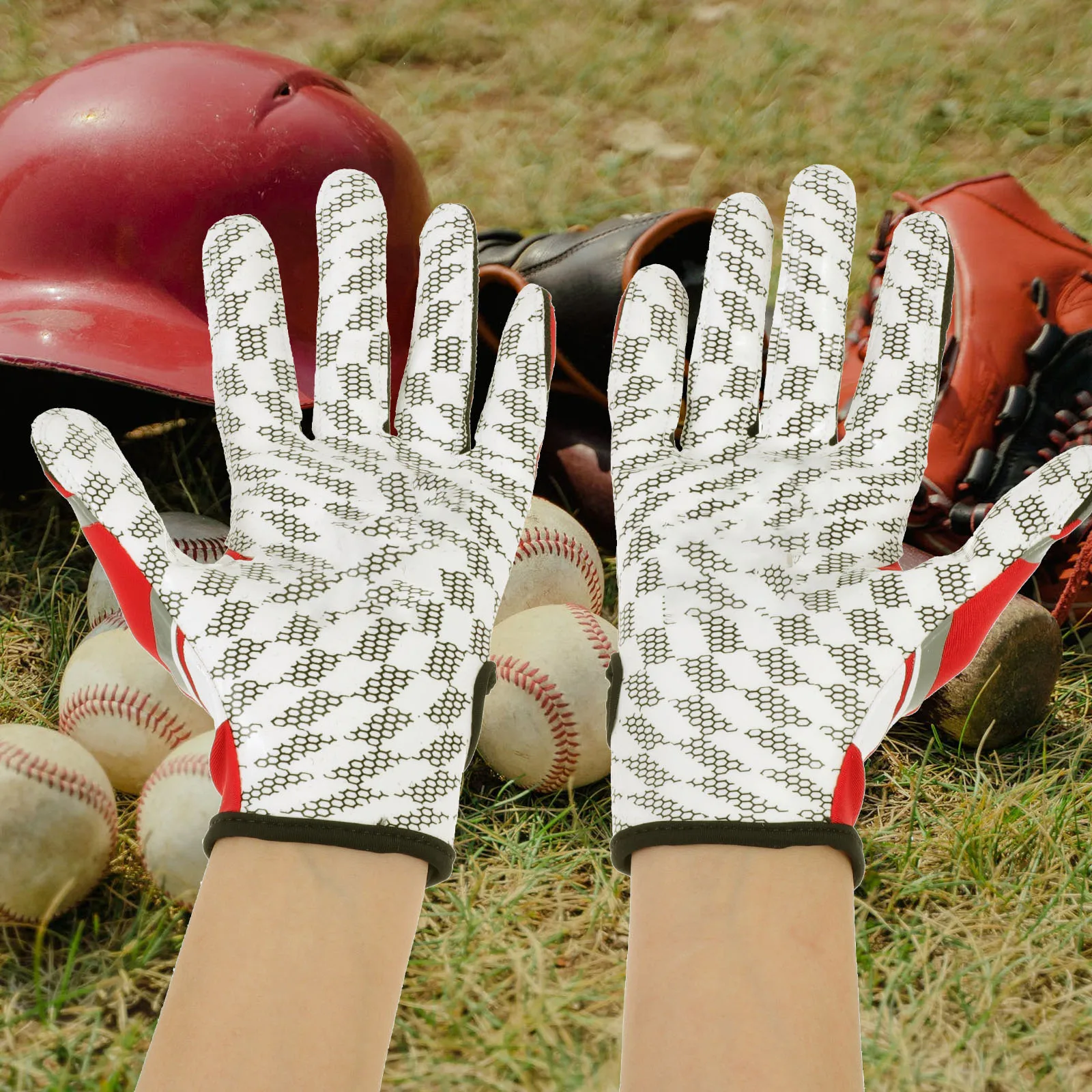 

1 Pair Baseball Gloves For Adults Full-Finger Windproof Breathable Sports Gloves Practical Outdoor Activity Rugby Cycling