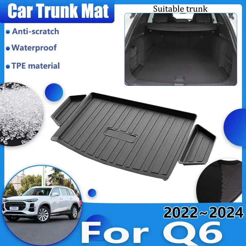 

Car Trunk Mats for Audi Q6 2022 2023 2024 Waterproof Carpet Anti-scratch Tray Liner Cushion TPE Material Storage Pad Accessories