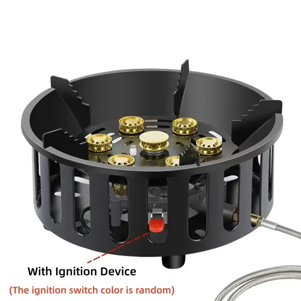 19800W 7-Core Camping Stove High-Power Strong Fire Portable Tourist Gas Burner Windproof Electronic Ignition Camping Equipment image 4