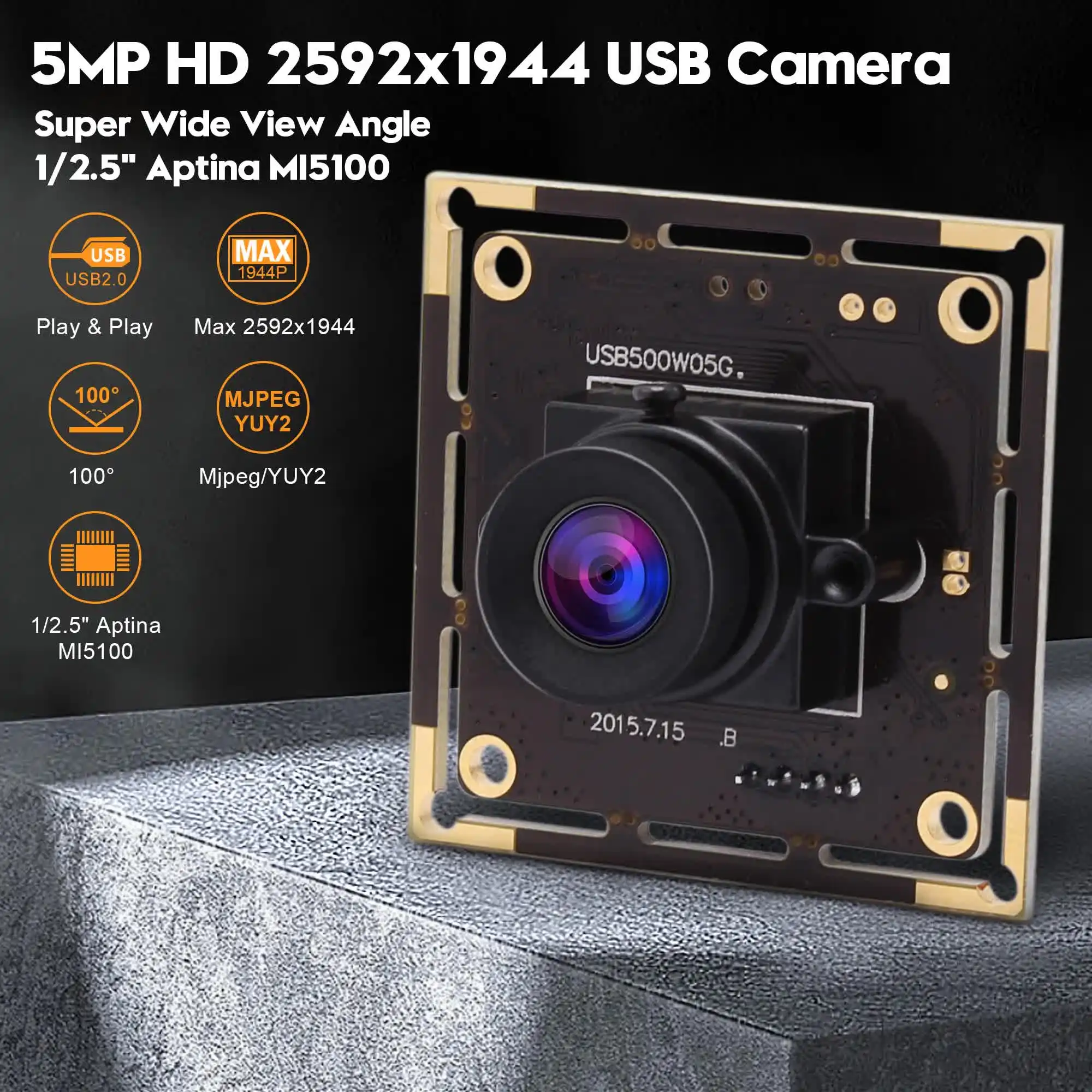 SVPRO 2.8mm lens No Distortion 5Megapixel 2592x1944 CMOS Aptina MI5100 Surveillance USB Camera Module