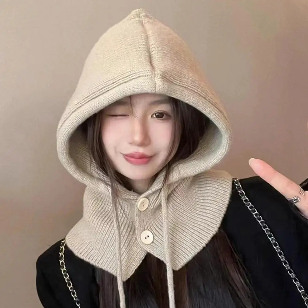 Corea 2024 Cappelli Invernali E Sciarpa Set Con Bottone Sciarpa Passamontagna Cappello Collo Caldo Set Donne Maglia di Lana Pullover Cappello Gotico Y2k