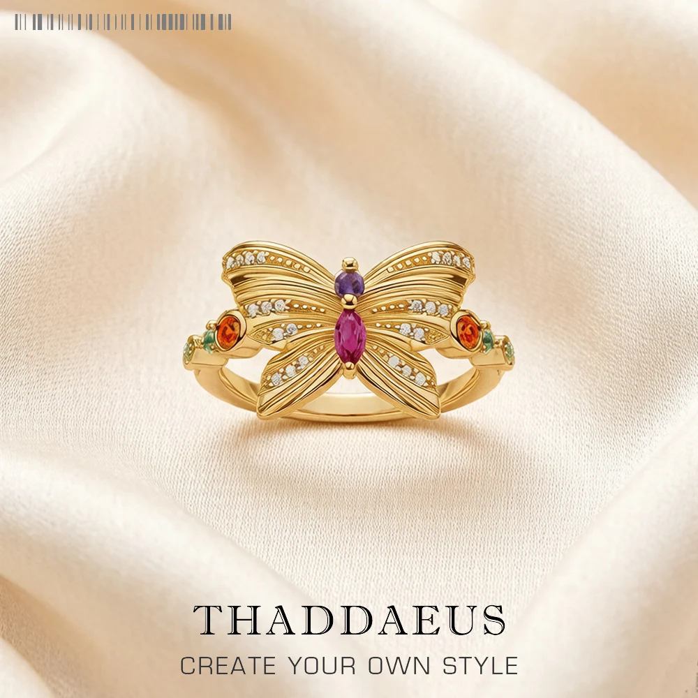 

Delicate Ring Butterfly Gold Europe Style Fine Jewerly For Women Lucky Gift In 925 Sterling Silver
