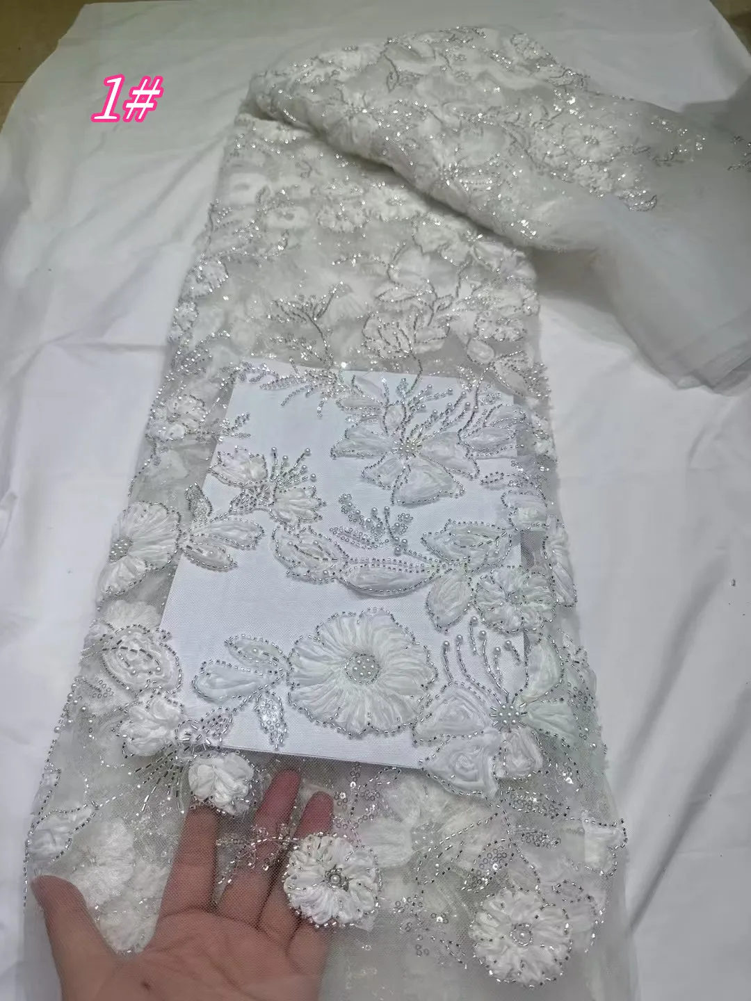 

Французский тюль, кружевная сетка для вышивки, трубка из бисера, ткань для вышивки блестками, высококачественная модная кружевная ткань для свадебного платья, 5 ярдов