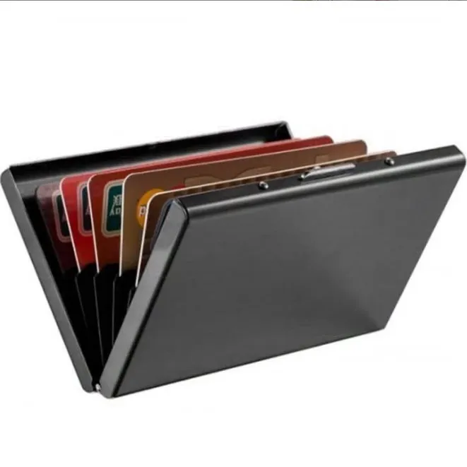 New European and American stainless steel wallet, long multi-functional public transportation card,