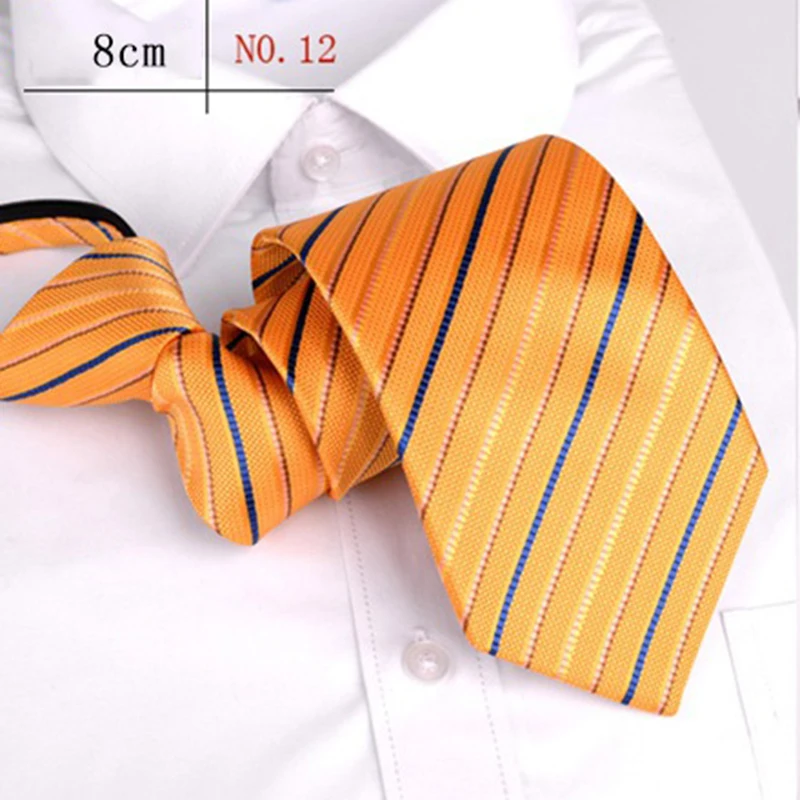 Clássico Nó Livre Lazy Zipper Neck Tie, Festa de Casamento, Escritório de Negócios Formal, Vintage Stripes Print, Presente, 8cm