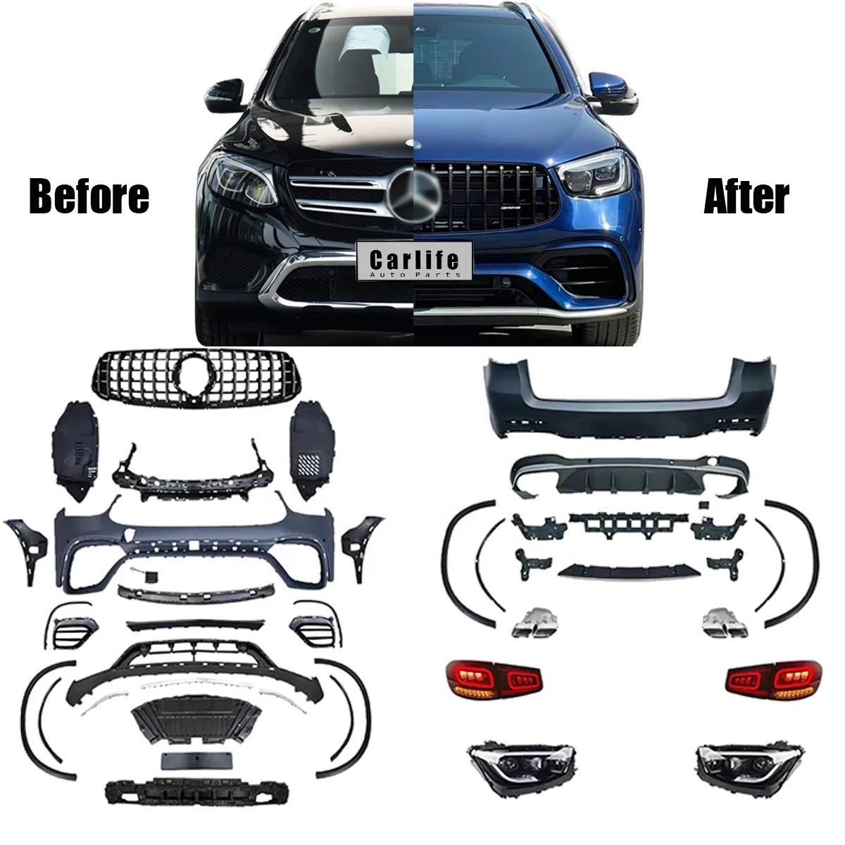 

Car Bumpers Auto Parts GLC63 Model for Mercedes Benz GLC X253 2015 2016 2017 2018 2019 Change To 2022 GLC63 AMG