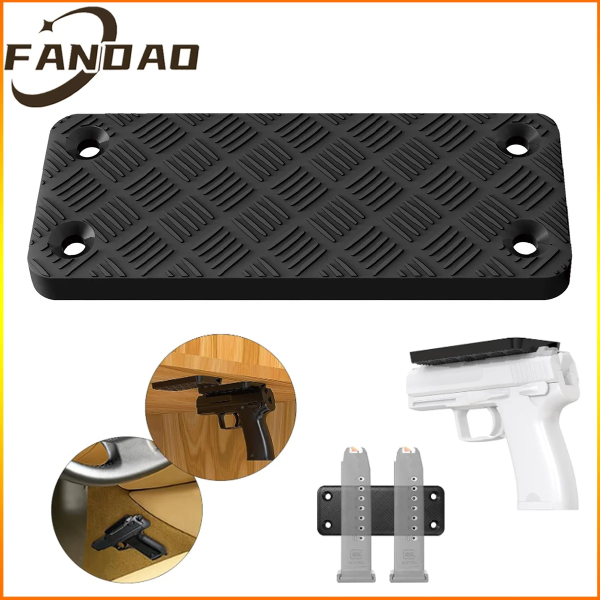 

55 lb Rating Magnetic Gun Holster| Rubber Coated Gun Holder for Handgun Shotgun Rifles Revolvers Using in Cars Trucks Wall Desk