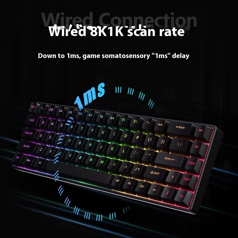VTER Fighting 68 8K لوحة مفاتيح الألعاب ذات المحور المغناطيسي الكمون المنخفض مفتاح كامل قابل للتبديل السريع لوحة المفاتيح الميكانيكية السلكية للألعاب هدية