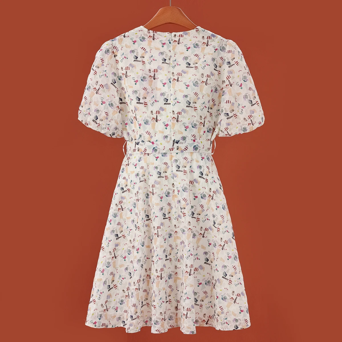 Stampa floreale estiva V-ne Bubble Sve Dr con cintura in cotone 00% ort Sve Versione H Casual Sle da donna Dr