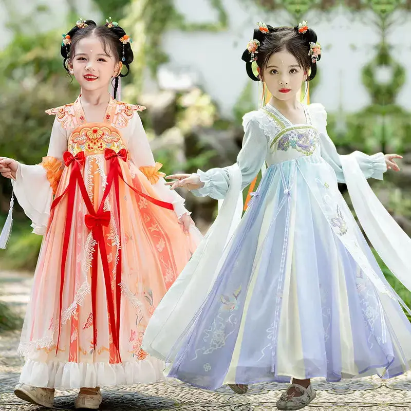 Hanfu Meisje Chinese Stijl Vloeiende Super Xian Lente Zomer Kinderen Jurk Tang-Jurk Klein Meisje Nieuwe Oude Jurk Hanfu Meisje