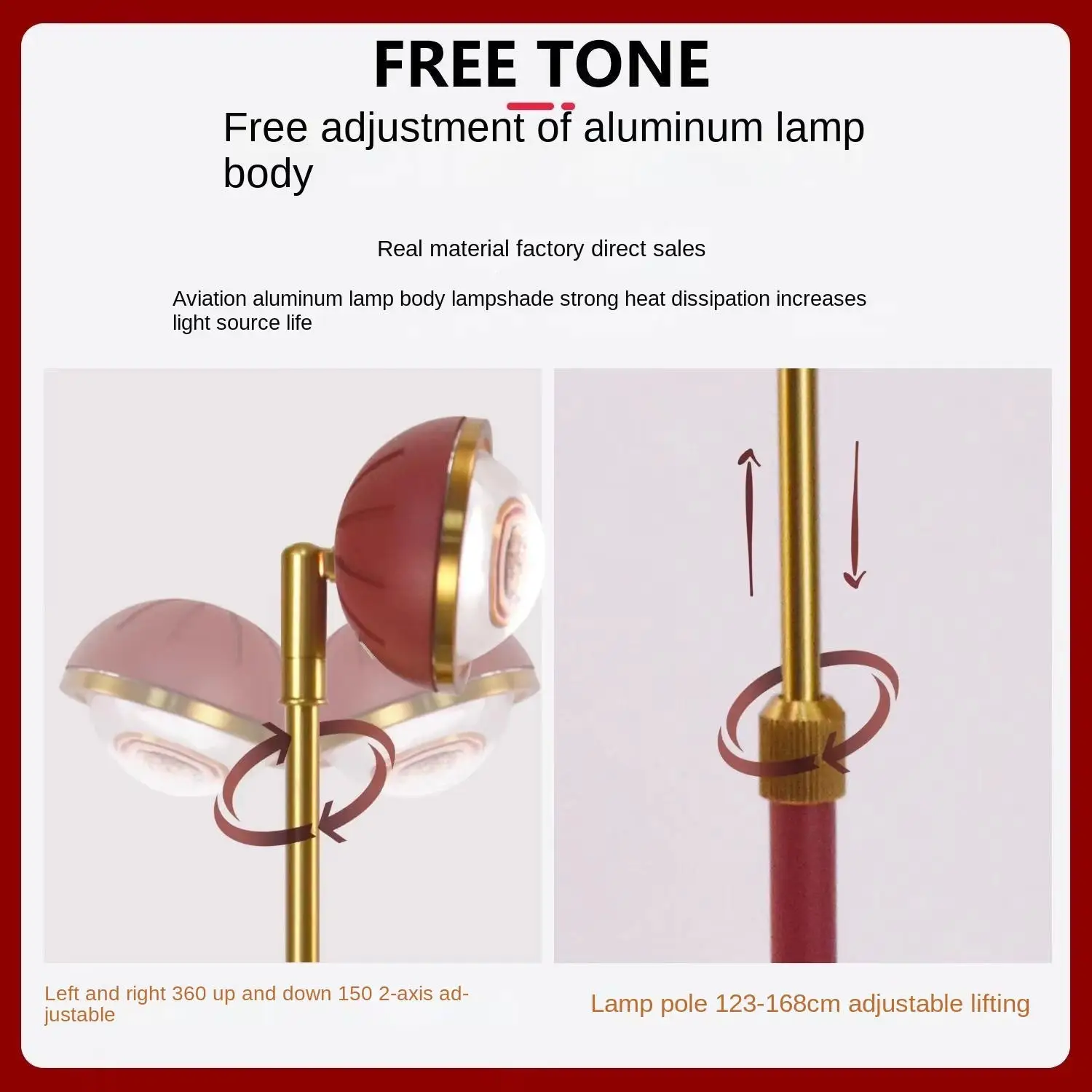 

Скандинавский простой высокий торшер красного цвета для дома, регулируемый по высоте и углу наклона, с защитой для глаз, атмосферное освещение