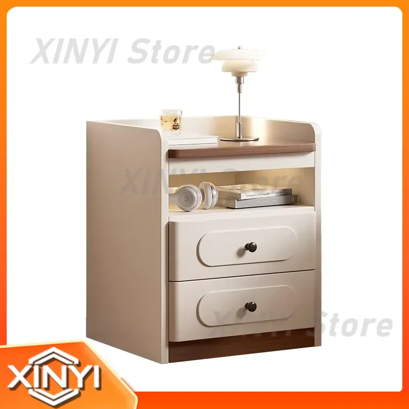 Bedside Table for Bedroom Small Cream Wind Bedside Seam 25cm Ultra-Narrow Solid Wood Nightstand Storage Locker for Small