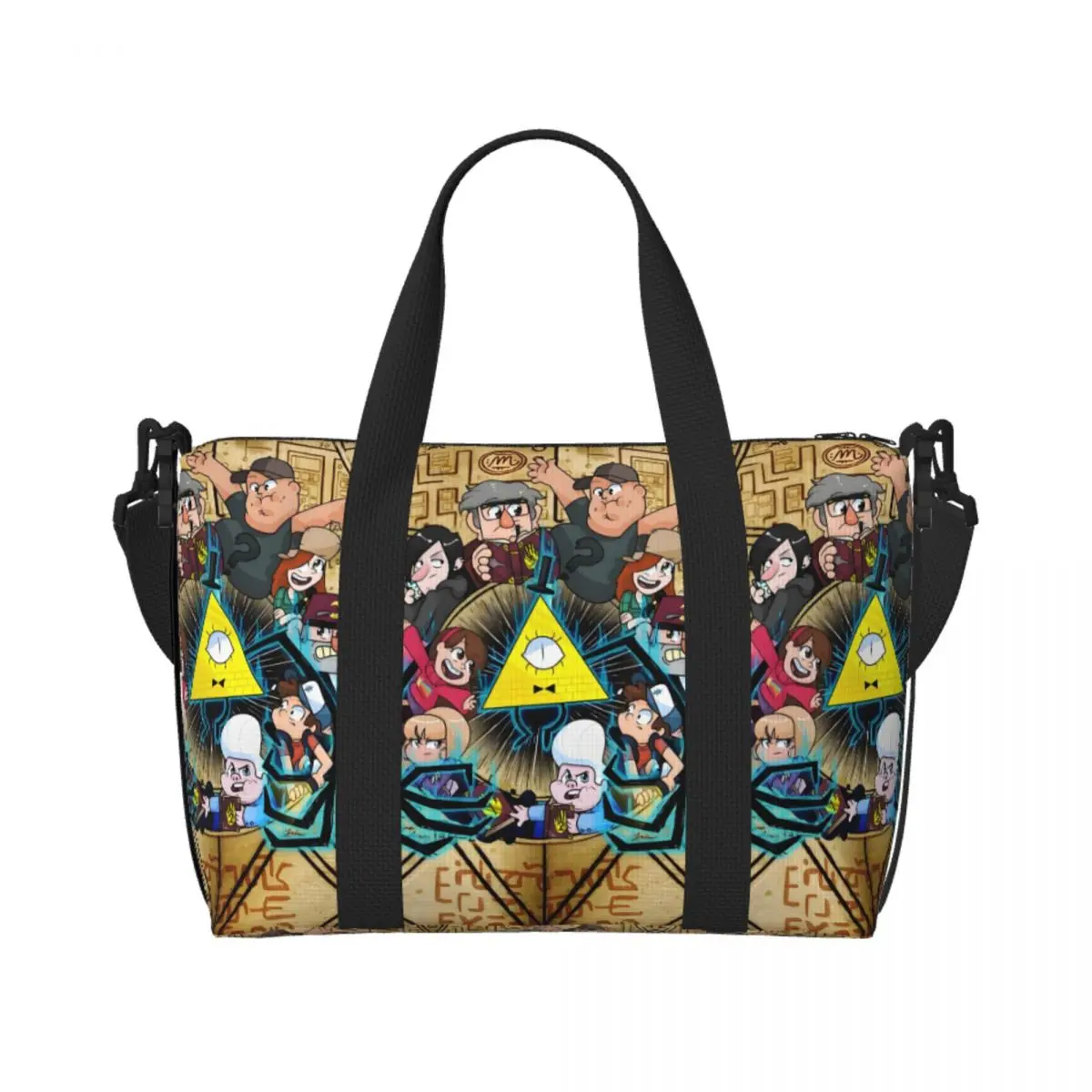 

Custom Large Gravity Falls Tote Bag for Women Mystery Comedy Animated Movie Shopper Shoulder Beach Gym Travel Bag