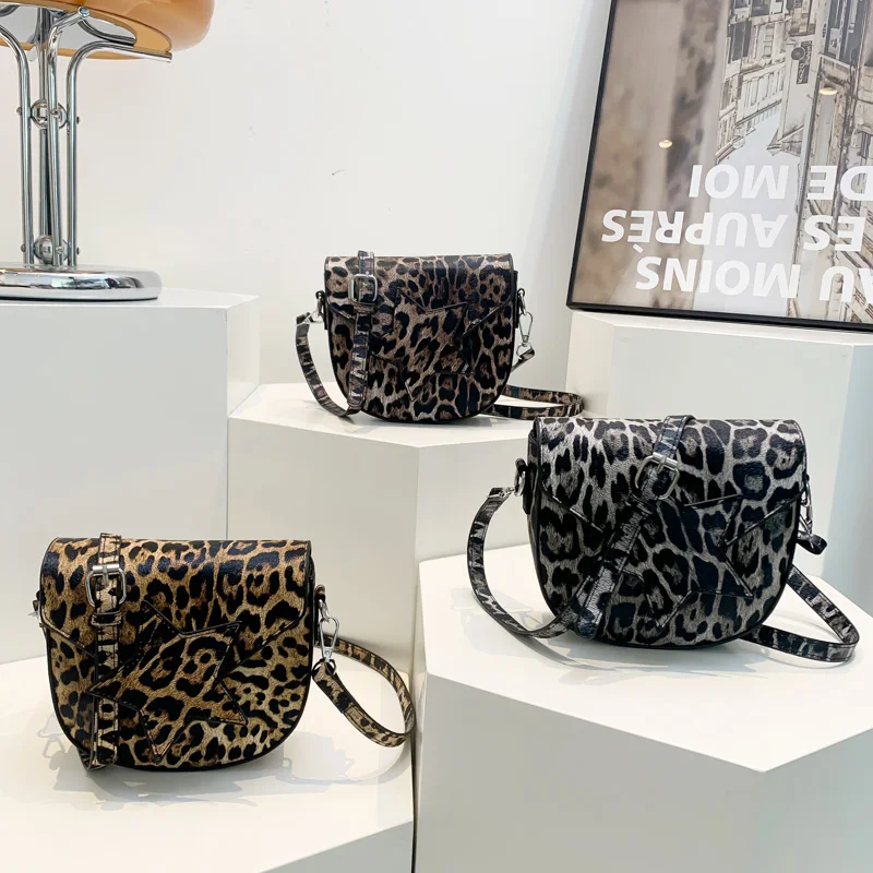 Trendy Mini Semicircle Saddle Shoulder Crossbody Bags For Women Designer Brand Handbags And Purse Vintage Leopard bolsa feminina