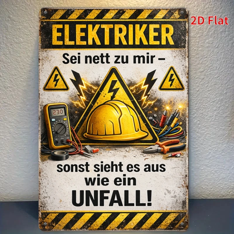 CIFbuy Vintage Funny Electrician Grumpy Aluminum Wall Art Waterproof Wear Resistant Garage Workshop Man Cave Home Gift Decor