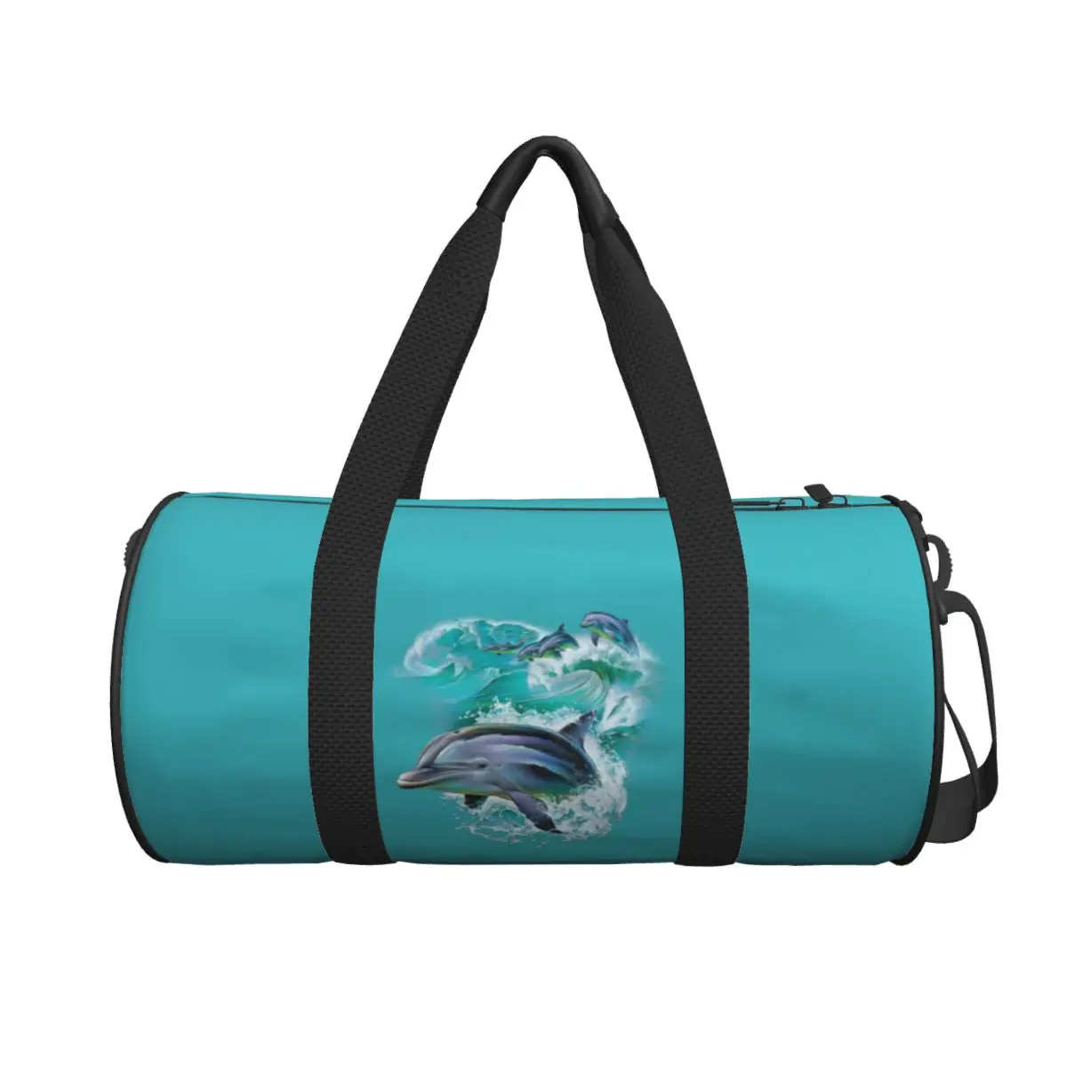 

Большая спортивная сумка-дафл «Дельфины на волнах», водонепроницаемая, для путешествий, фитнеса