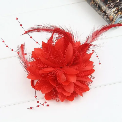 Pinza para el pelo de plumas para novia, cinta de flores, ramillete de cuentas, horquilla para mujer, accesorios para el cabello de boda, Tiaras de matrimonio, joyería para la cabeza