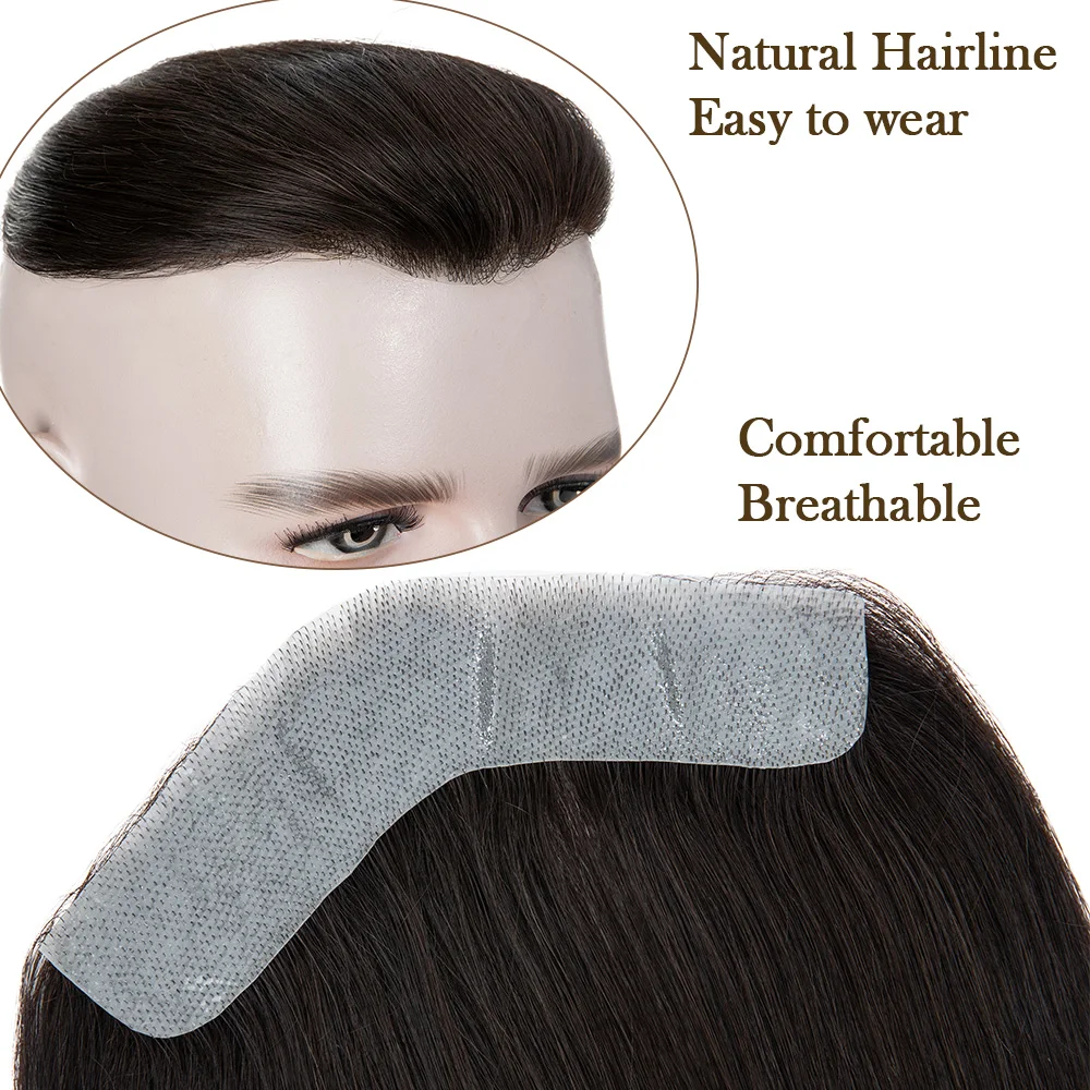 S-noilite-Toupet de Prothèse Capillaire pour Homme, Ligne de Cheveux, Boucle en V, Base PU, Postiche, Cheveux Naturels, Système de Remplacement Masculin, 4x18cm, 12g