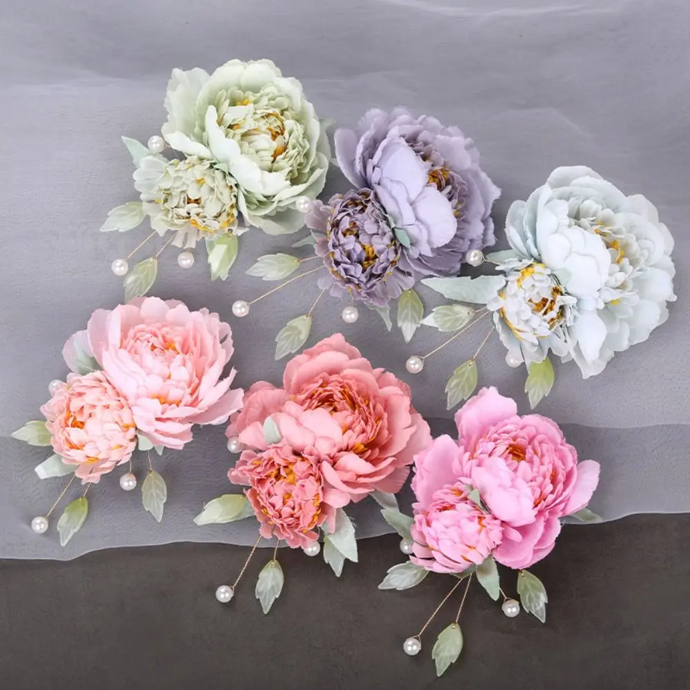 Flower Brooch Flower Hair Clip Hairpin Headwear Pearl Floral Hair Pins Cloth Hair Styling Barrettes Wedding Decorattion