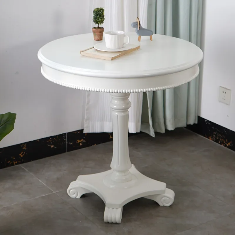 European solid wood coffee table ivory white coffeetable negotiation small roundtable coffeetable 70cm matching sofa corner t