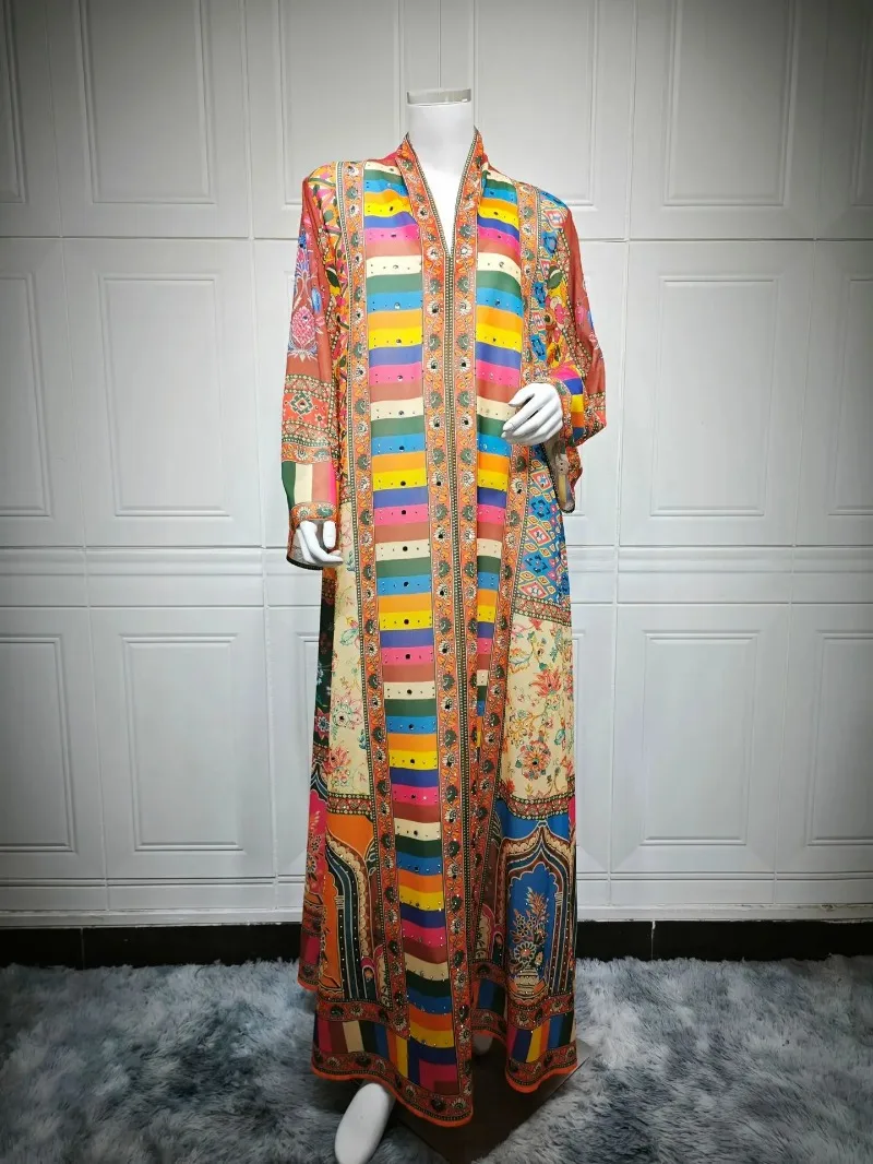 

Eid Women Dress Muslim Abaya Vestidos Largos Print Party Caftan Jalabiya Ramadan Long Dresses Dubai Kaftan Arab Long Robe 2025