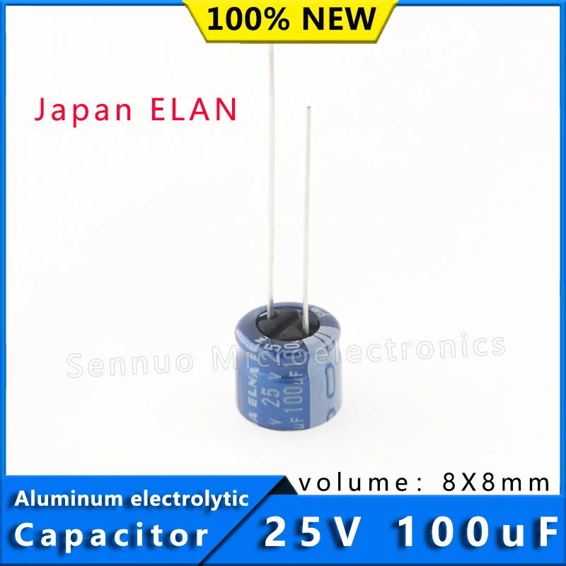 5 peças 100uf 25v novo capacitor japonês elna lanpao 25v 100uf 8x8mm amplificador de potência de áudio filtro capacitor eletrolítico