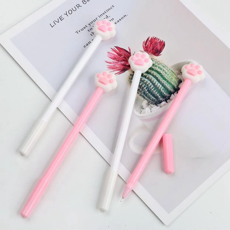 Cute Colorful Gel Pens Set, Kawaii Lovely Cat and Dog Paw Claw Gel Ball Pens, School Stationery, Office