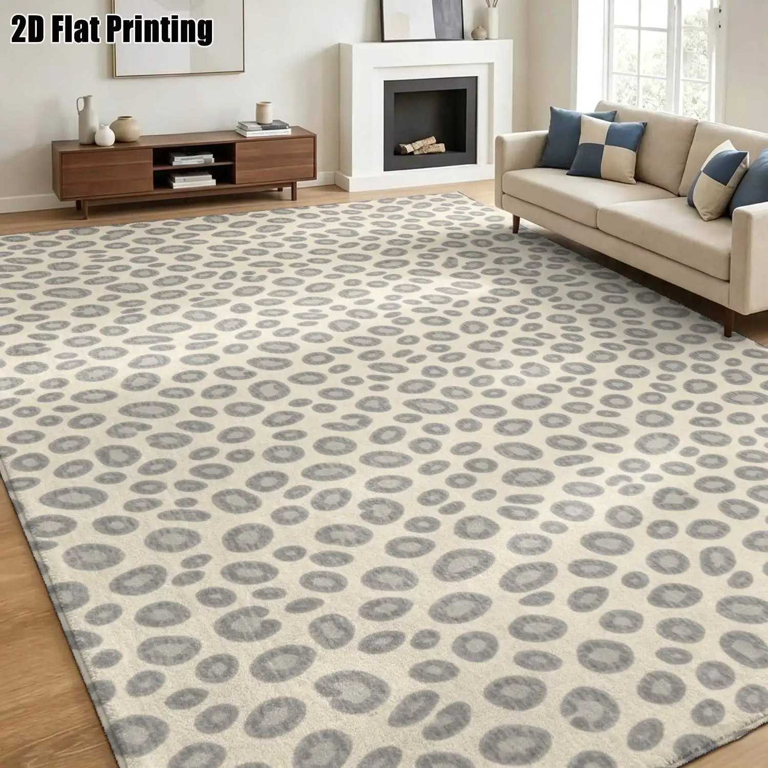1Pc 2D Printed Light Gray Polka Dot Nordic/Instagram Style Modern Minimalist Carpet, Machine Washable, Multi-Size, Suitable for Entrance, Dining, Foyer, Bedroom, Living Room Home Decor Floor Mat