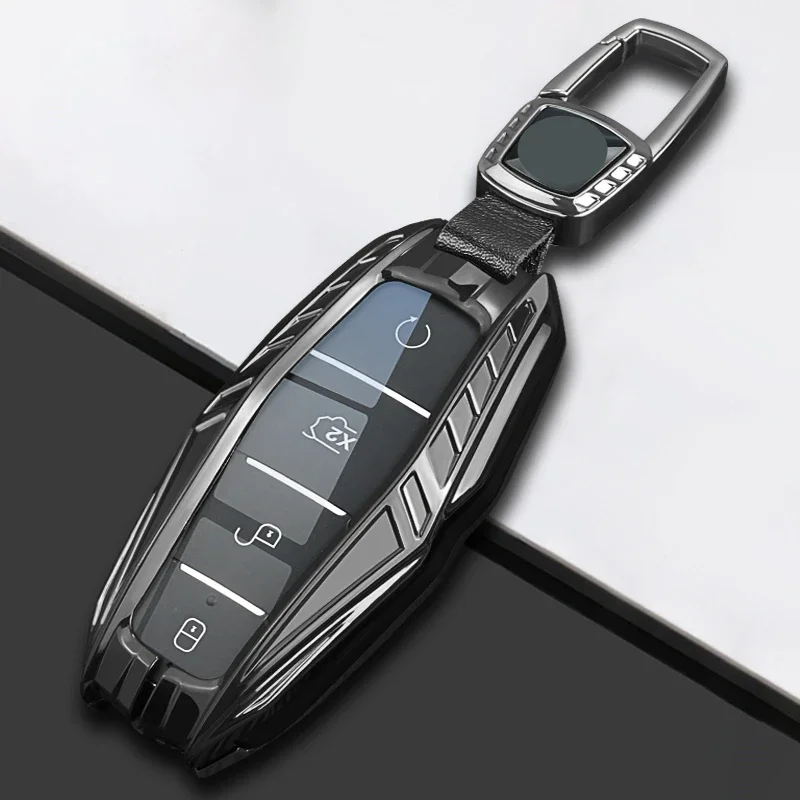 Metal Car Remote Key Case Cover Shell Holder Fob For BYD New Qin Song Plus Chazor Tang Han Dmi ATTO3 Seal U 06 Dolphin EV 2024