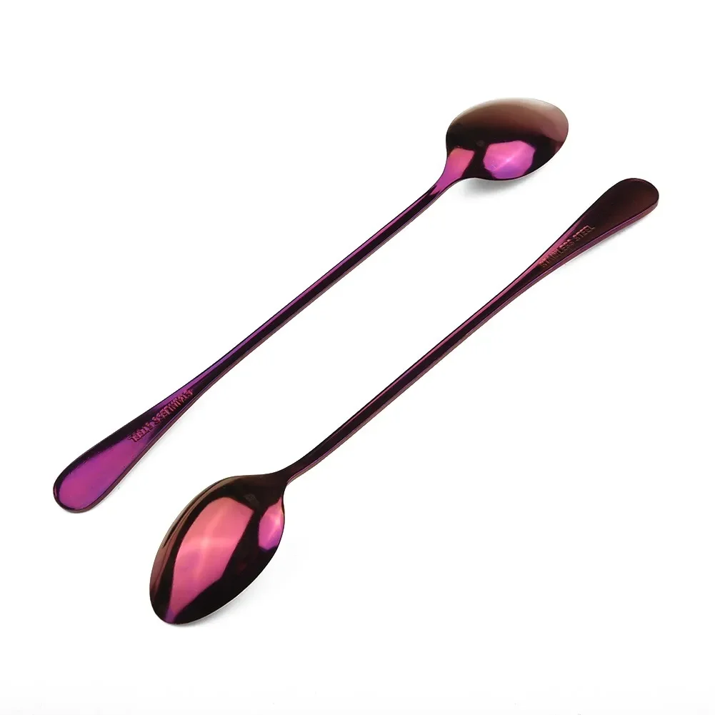 Practiacl Spoons Tool Coffee Drinks Party Rainbow Spoons Stainless Steel 4 Pcs/Set Accessories Birthday Iridescent