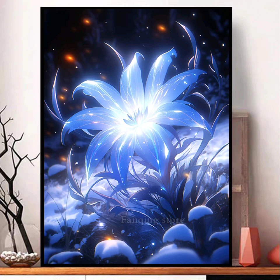 Diamond Painting New Dream Blue Glowing Flowers Full Square/Round Drill 5D DIY Daimond Embroidery  Rhinestone Cross Stitch S24