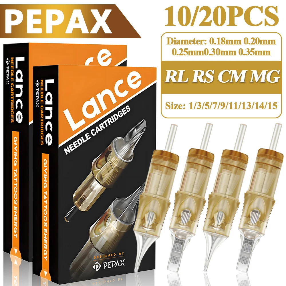 

20/10 шт. PEPAX Lance профессиональные иглы для тату-картриджей RL RS MG CM 0,30/0,35 мм стерилизованные иглы для татуировки для тату-машины