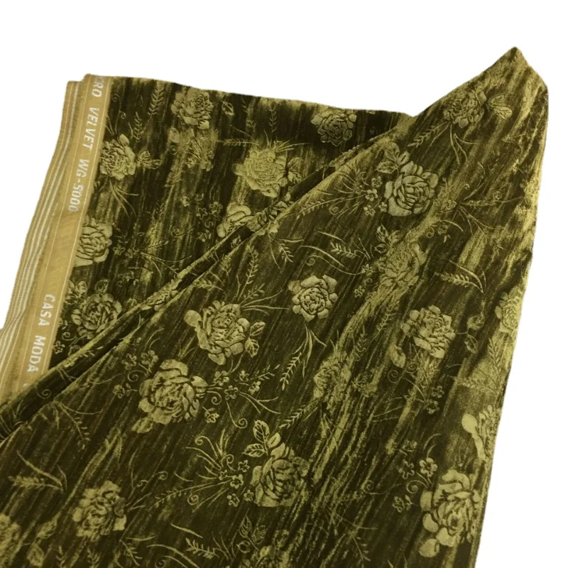 Rose Flower Brocade Jacquard Velvet Fabric, African Nigerian Embossed Fabric for DIY Sewing Dress Cheongsam, 50cm/100cm x 135cm