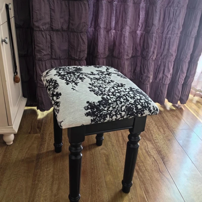 Retro light luxury dressing stool, bedroom leather stool, medieval style makeup stool