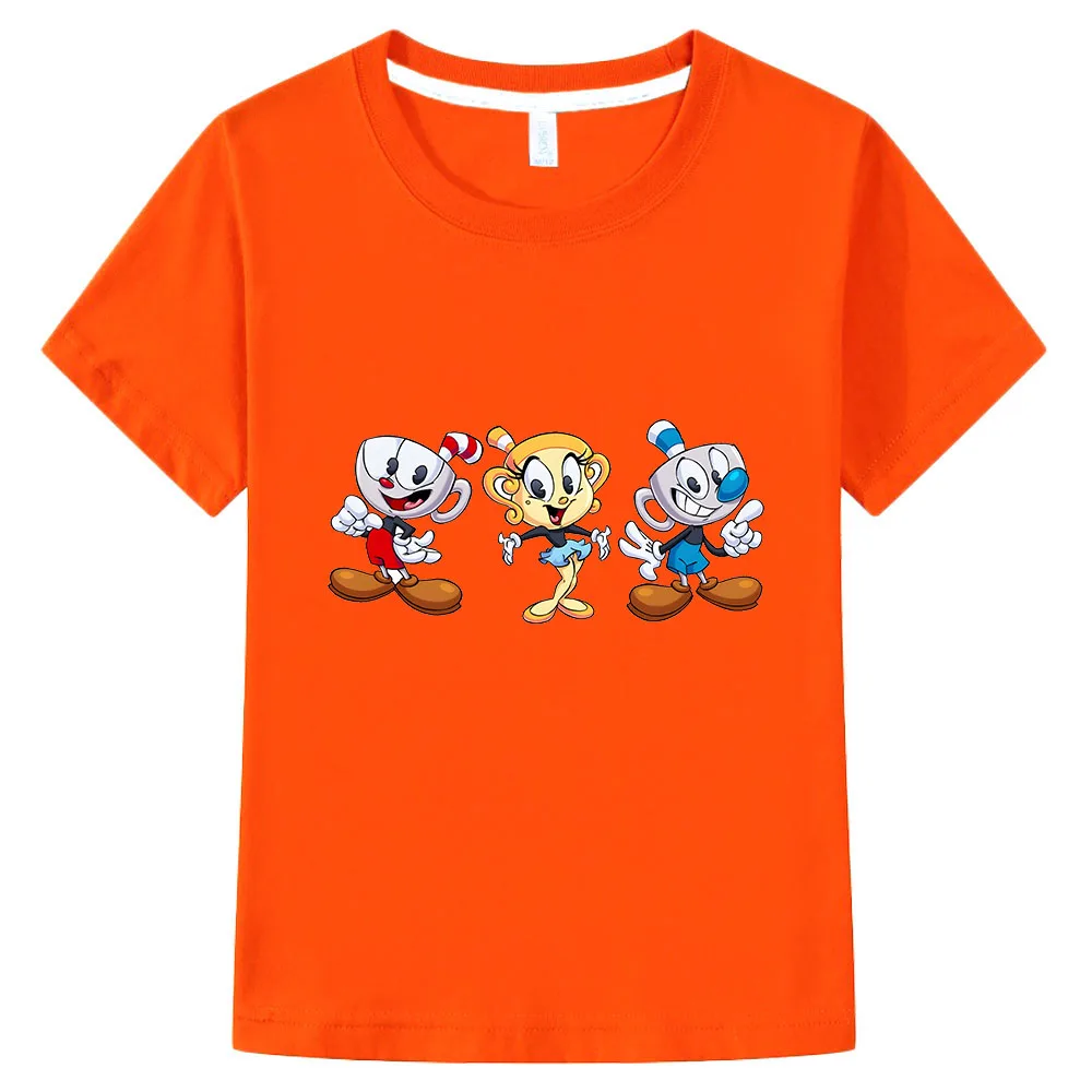 

Cuphead Shirt for Kids Children Clothing Cartoon T Shirt for Girls Baby Boy Clothes 100% Cotton Summer Kawaii Short Sleeve Top