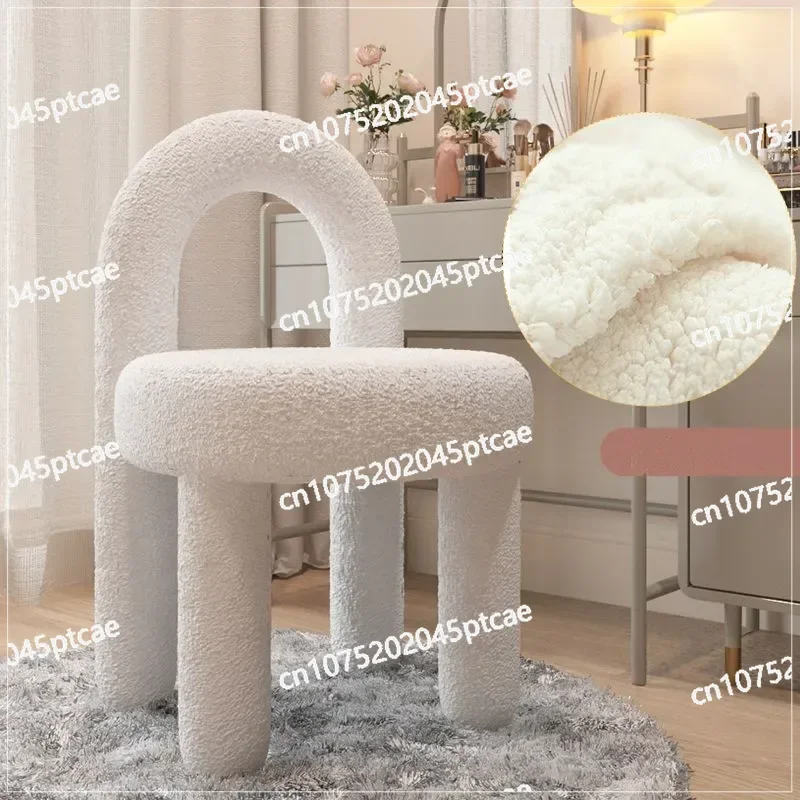 

Nordic Cashmere Bedroom Makeup Chair Living Room Furniture Armchair Backrest Dining Chair Cosmetic Relaxing Leisure Chair