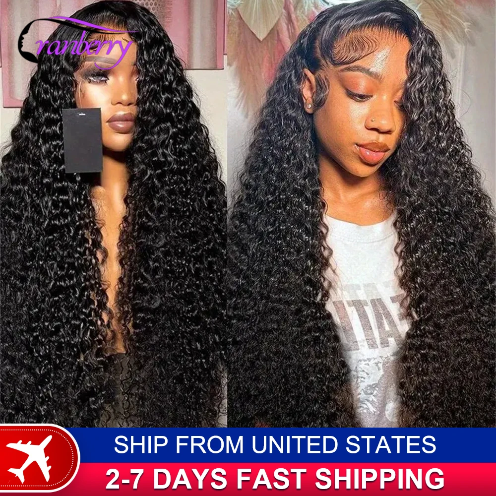 Human Hair Lace Wigs HD Transparent Deep Wave 4x4 Lace Closure Wig 180% Density Cranberry Hair 13x4 Lace Frontal Wig